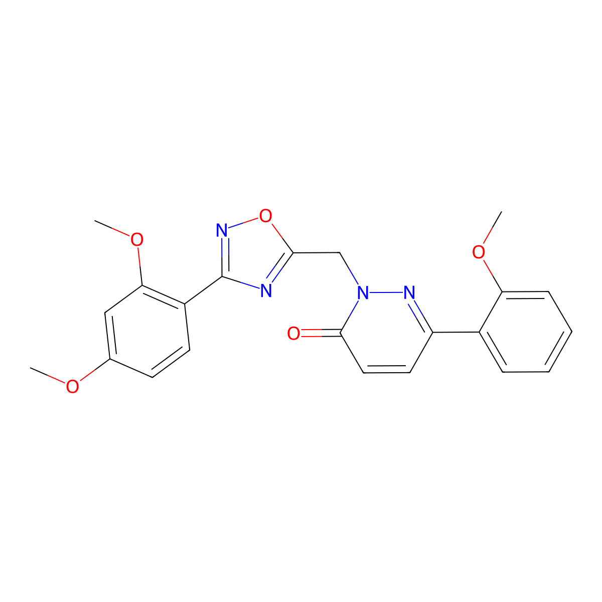 2-((3-(2,4-dimethoxyphenyl)-1,2,4-oxadiazol-5-yl)methyl)-6-(2-methoxyphenyl)pyridazin-3(2H)-one molecular structure, CAS 1040673-56-0
