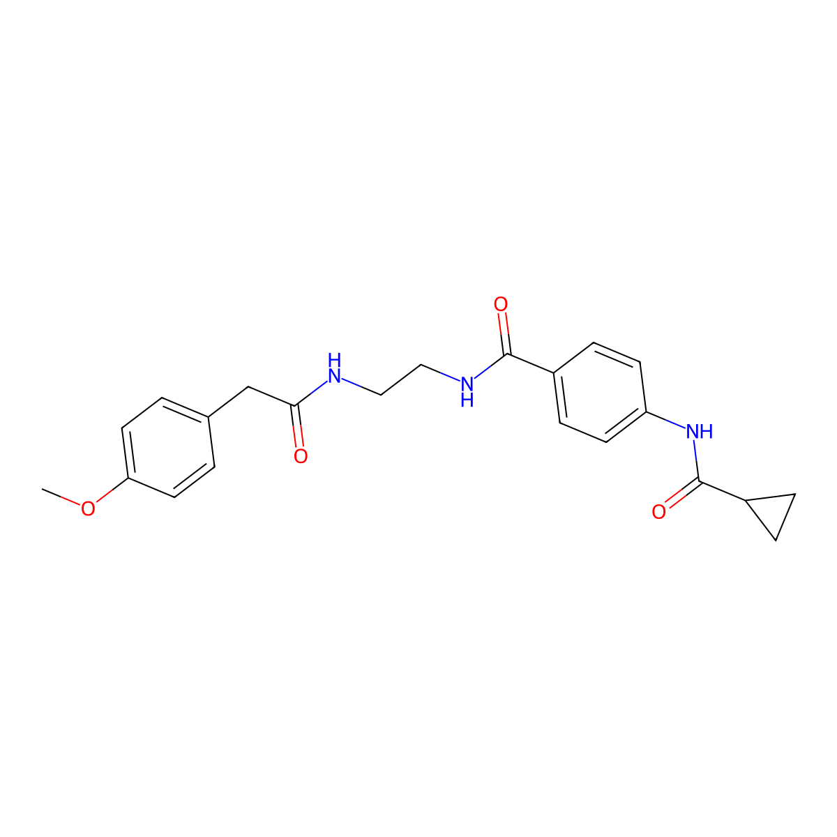 N-[4-({2-[2-(4-methoxyphenyl)acetamido]ethyl}carbamoyl)phenyl]cyclopropanecarboxamide molecular structure, CAS 1040673-57-1