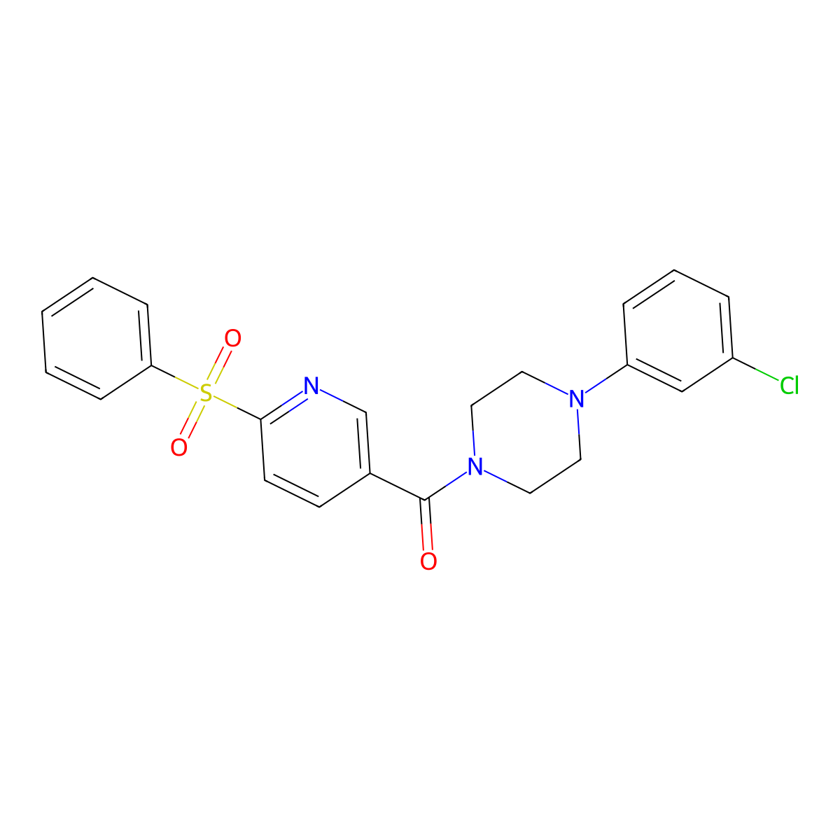 1-[6-(Benzenesulfonyl)pyridine-3-carbonyl]-4-(3-chlorophenyl)piperazine molecular structure, CAS 1040673-61-7