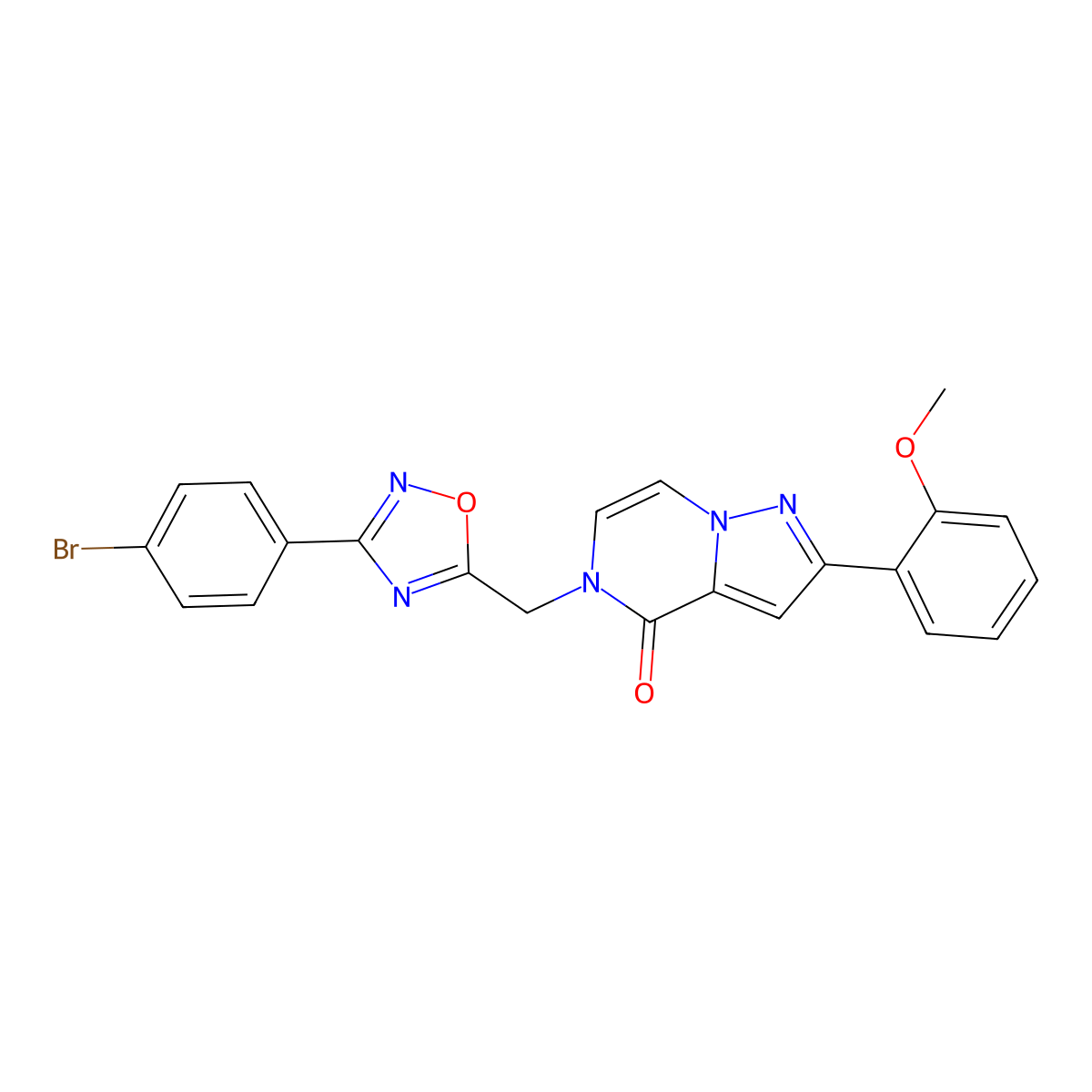 5-{[3-(4-bromophenyl)-1,2,4-oxadiazol-5-yl]methyl}-2-(2-methoxyphenyl)-4H,5H-pyrazolo[1,5-a]pyrazin-4-one molecular structure, CAS 1040673-62-8