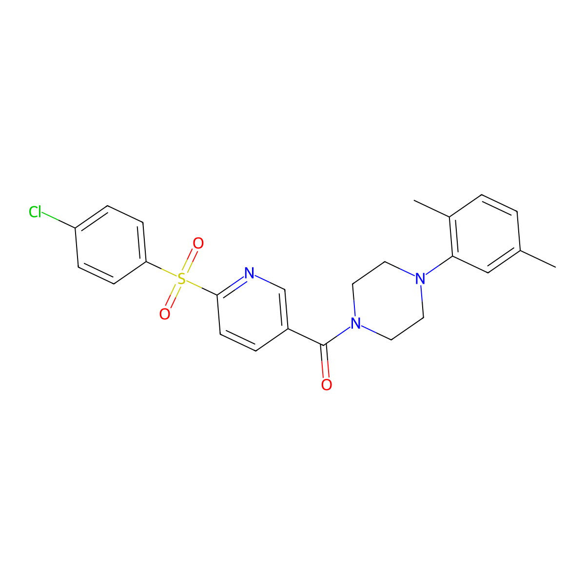 1-[6-(4-Chlorobenzenesulfonyl)pyridine-3-carbonyl]-4-(2,5-dimethylphenyl)piperazine molecular structure, CAS 1040673-69-5