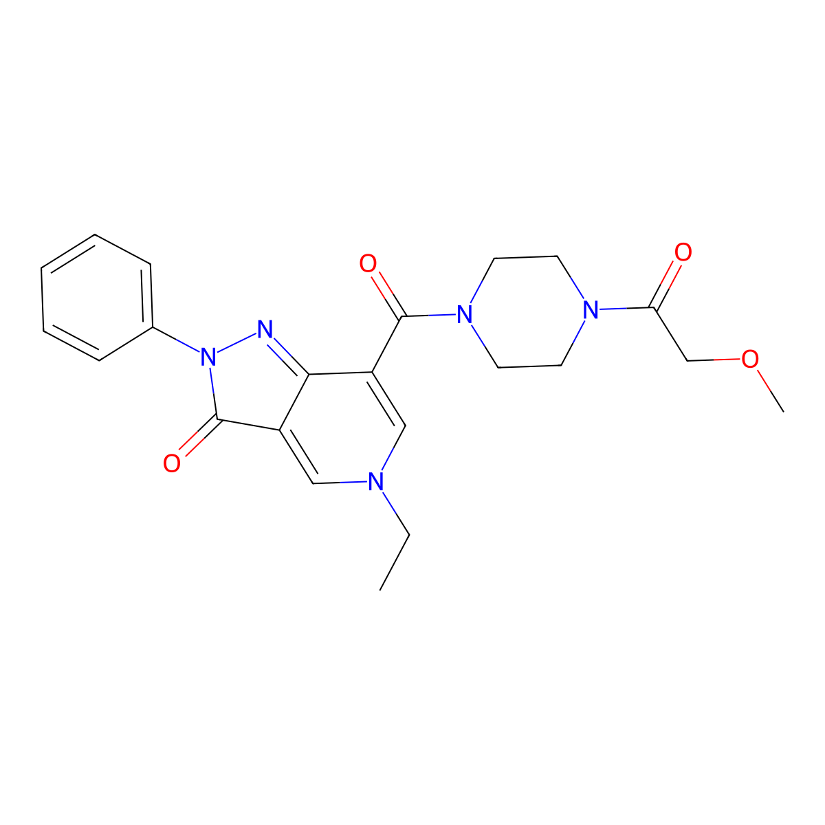 5-ethyl-7-(4-(2-methoxyacetyl)piperazine-1-carbonyl)-2-phenyl-2H-pyrazolo[4,3-c]pyridin-3(5H)-one molecular structure, CAS 1040673-71-9
