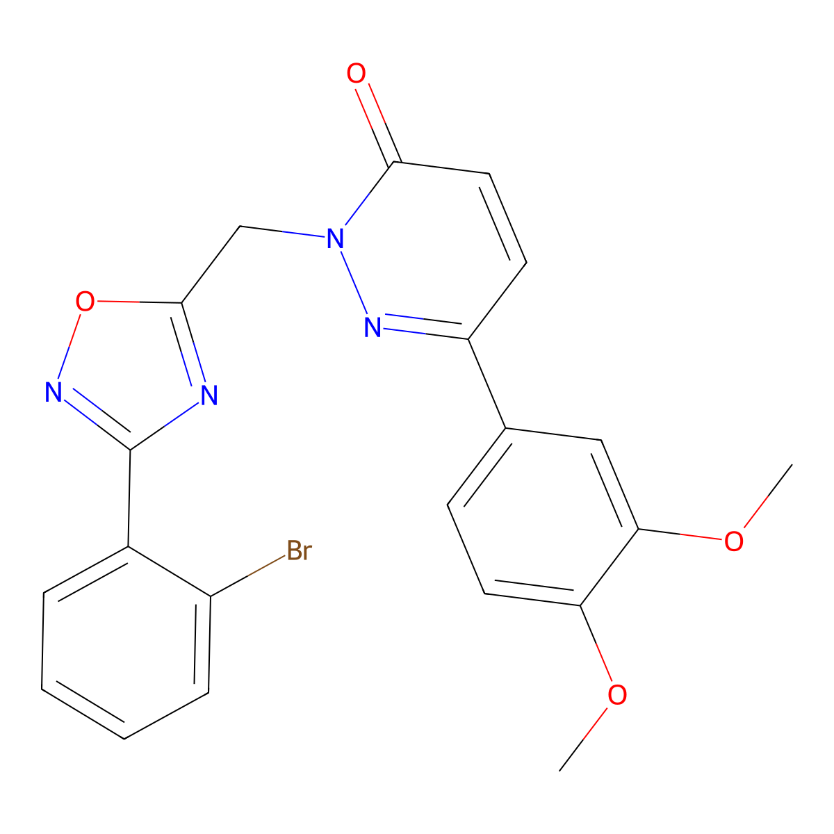 2-{[3-(2-Bromophenyl)-1,2,4-oxadiazol-5-yl]methyl}-6-(3,4-dimethoxyphenyl)-2,3-dihydropyridazin-3-one molecular structure, CAS 1040673-72-0