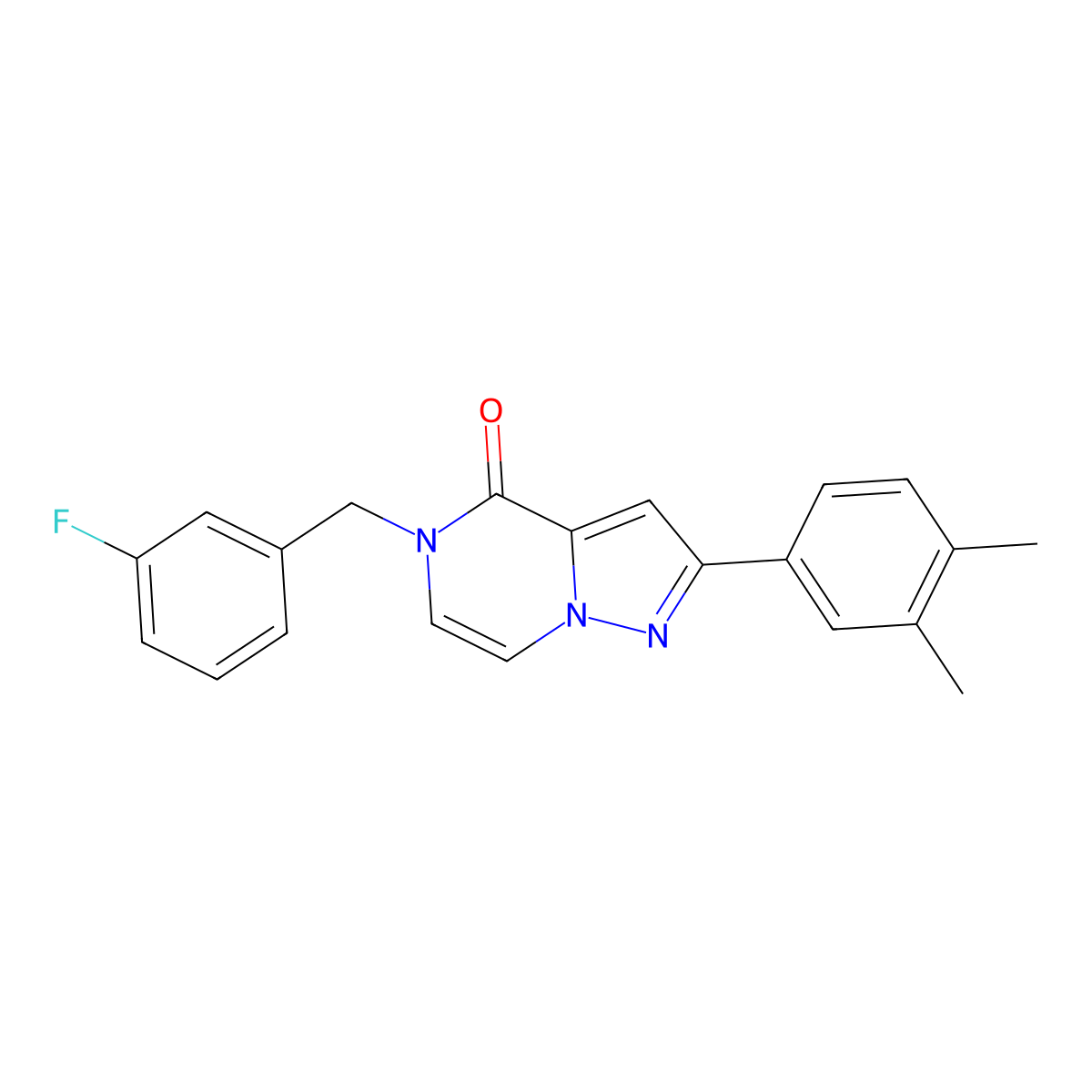 2-(3,4-dimethylphenyl)-5-[(3-fluorophenyl)methyl]-4H,5H-pyrazolo[1,5-a]pyrazin-4-one molecular structure, CAS 1040673-74-2