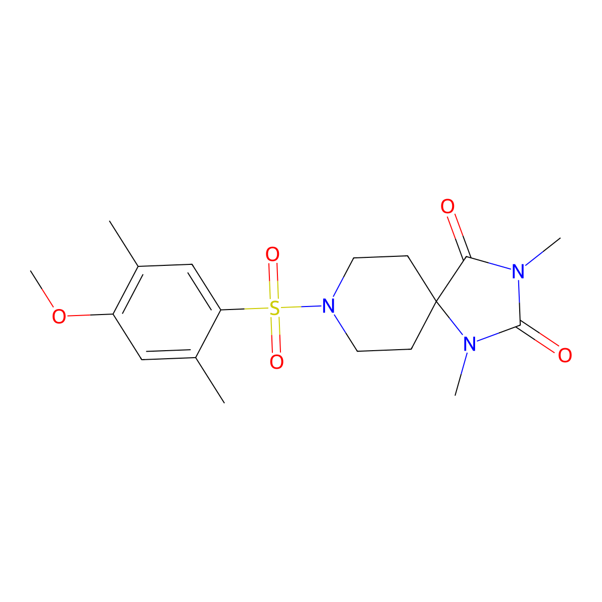8-(4-Methoxy-2,5-dimethylbenzenesulfonyl)-1,3-dimethyl-1,3,8-triazaspiro[4.5]decane-2,4-dione molecular structure, CAS 1040673-75-3