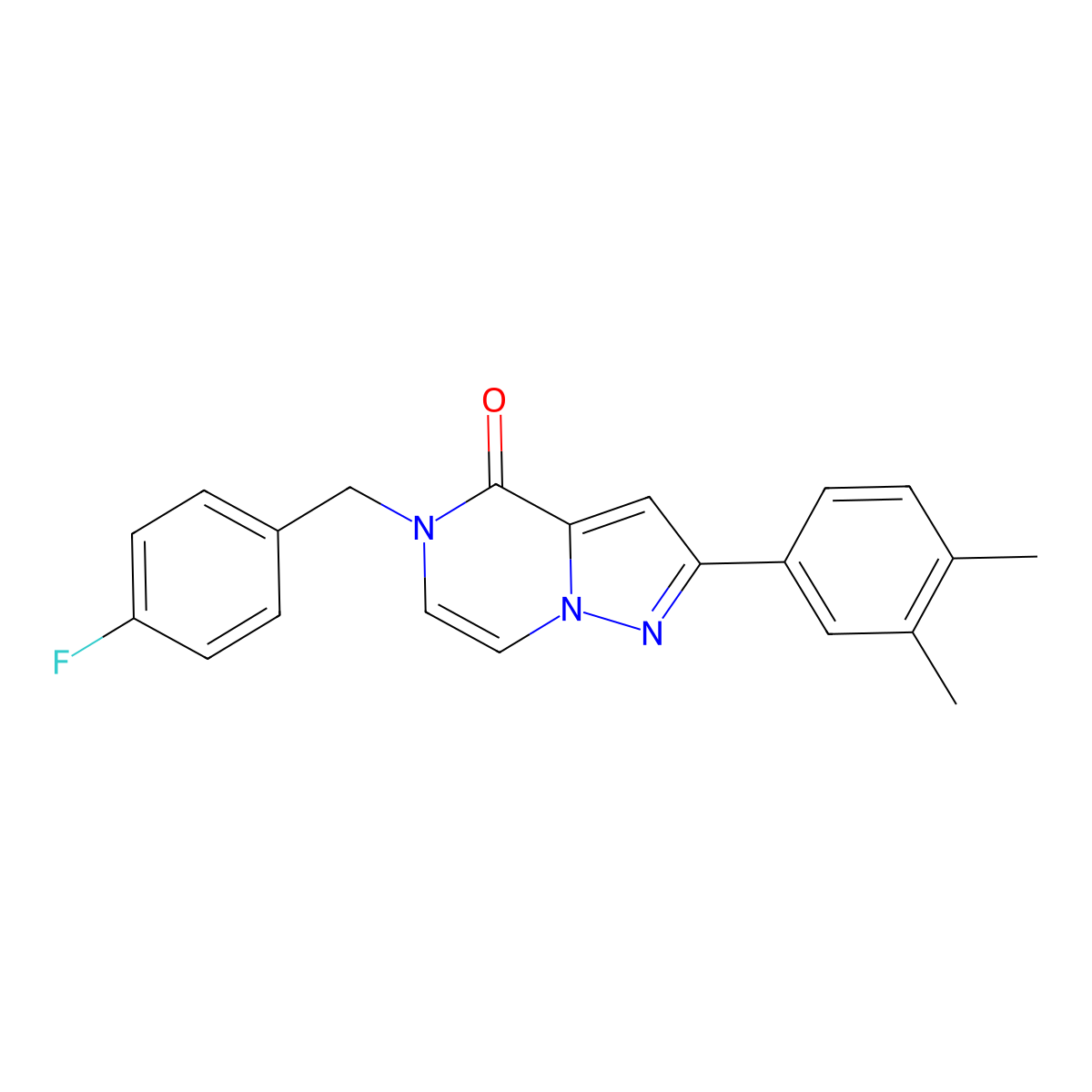 2-(3,4-dimethylphenyl)-5-[(4-fluorophenyl)methyl]-4H,5H-pyrazolo[1,5-a]pyrazin-4-one molecular structure, CAS 1040673-82-2