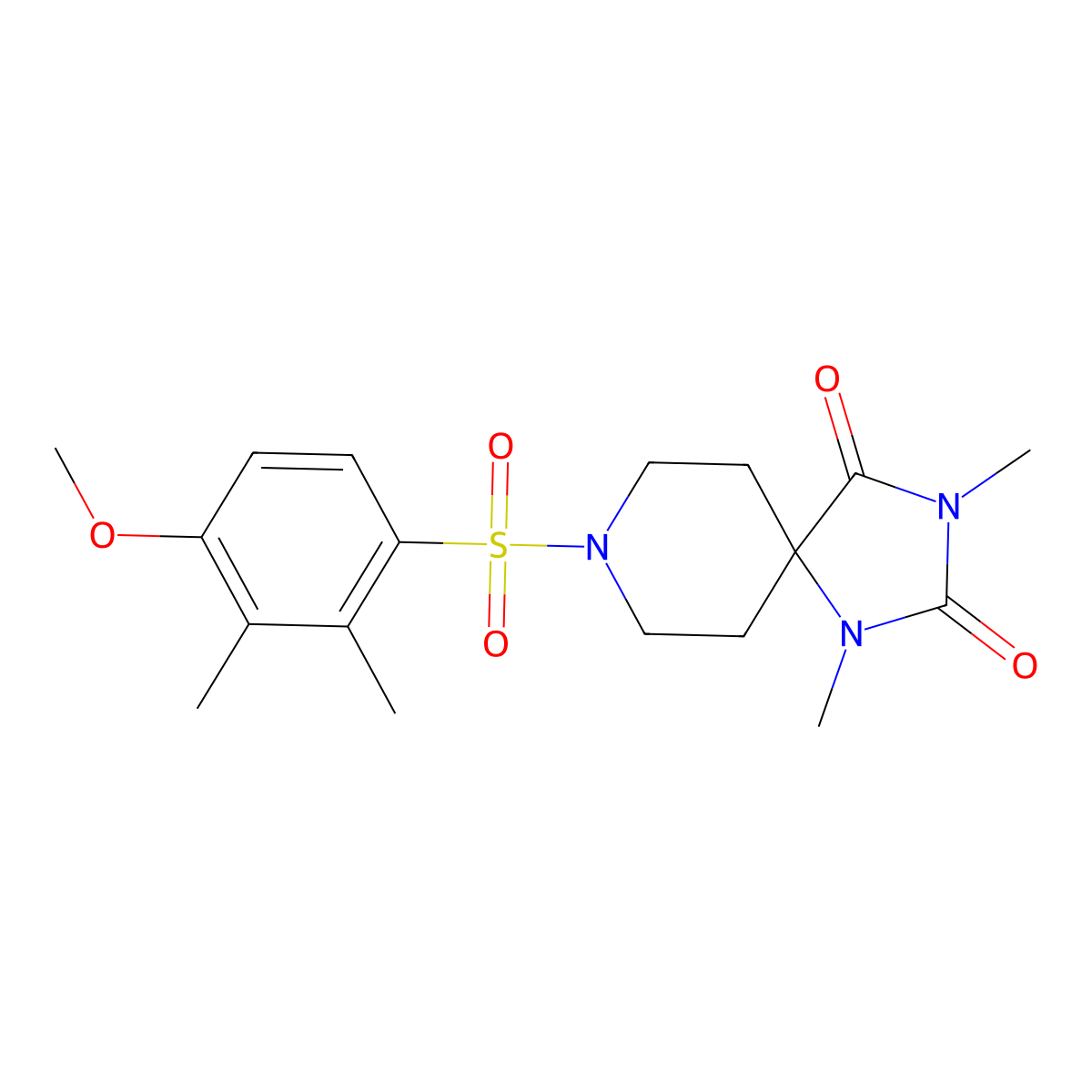 8-(4-Methoxy-2,3-dimethylbenzenesulfonyl)-1,3-dimethyl-1,3,8-triazaspiro[4.5]decane-2,4-dione molecular structure, CAS 1040673-83-3