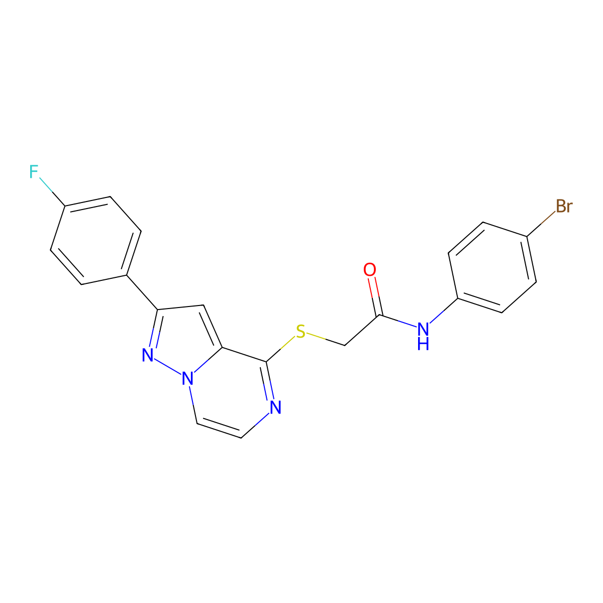 N-(4-bromophenyl)-2-{[2-(4-fluorophenyl)pyrazolo[1,5-a]pyrazin-4-yl]sulfanyl}acetamide molecular structure, CAS 1040673-85-5