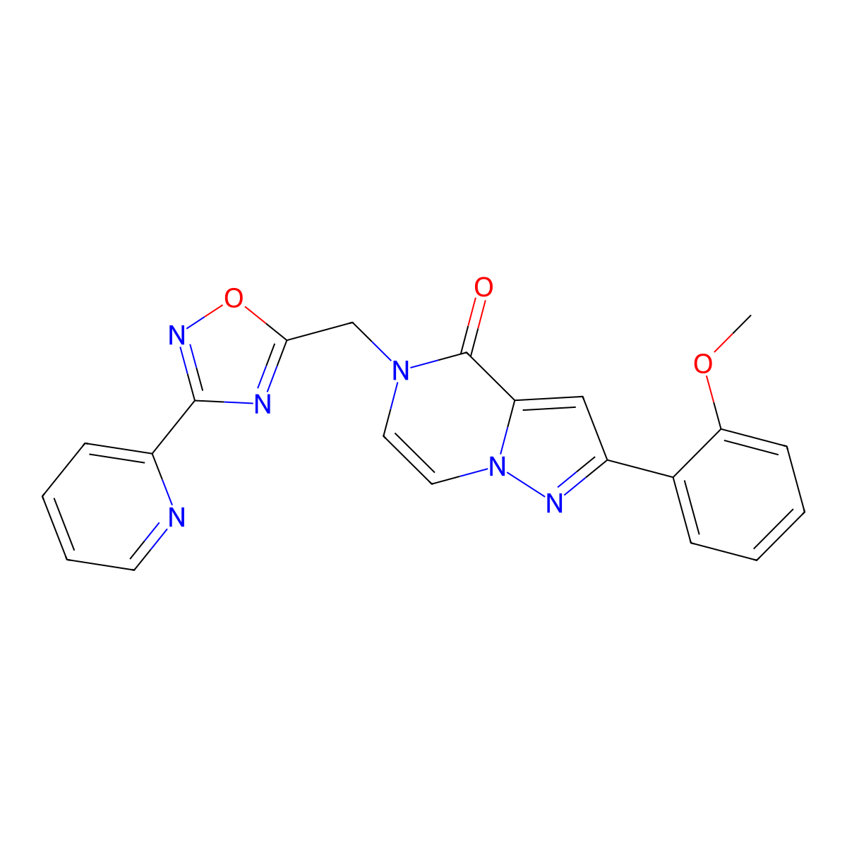 2-(2-methoxyphenyl)-5-((3-(pyridin-2-yl)-1,2,4-oxadiazol-5-yl)methyl)pyrazolo[1,5-a]pyrazin-4(5H)-one molecular structure, CAS 1040673-86-6