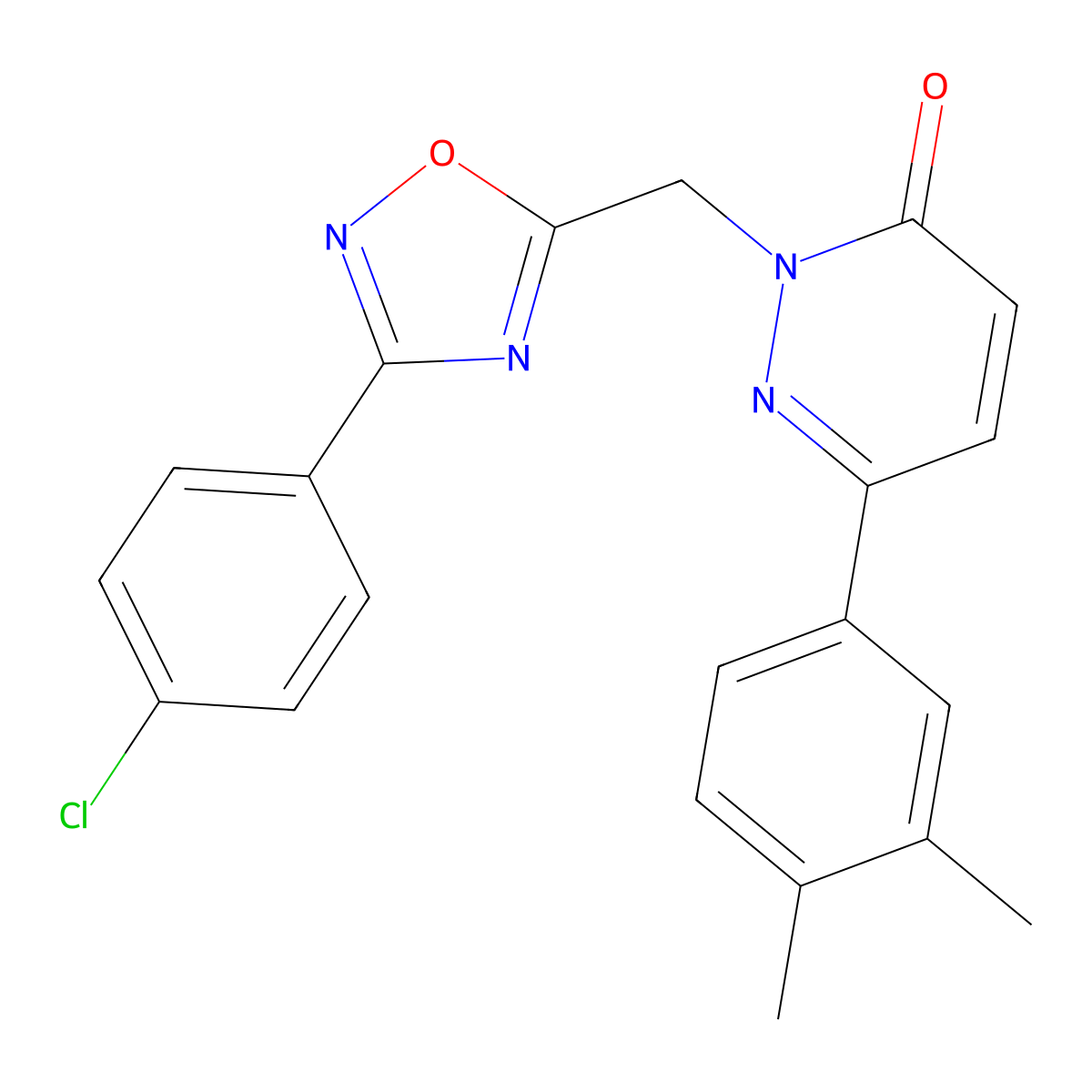 2-{[3-(4-Chlorophenyl)-1,2,4-oxadiazol-5-yl]methyl}-6-(3,4-dimethylphenyl)-2,3-dihydropyridazin-3-one molecular structure, CAS 1040673-87-7