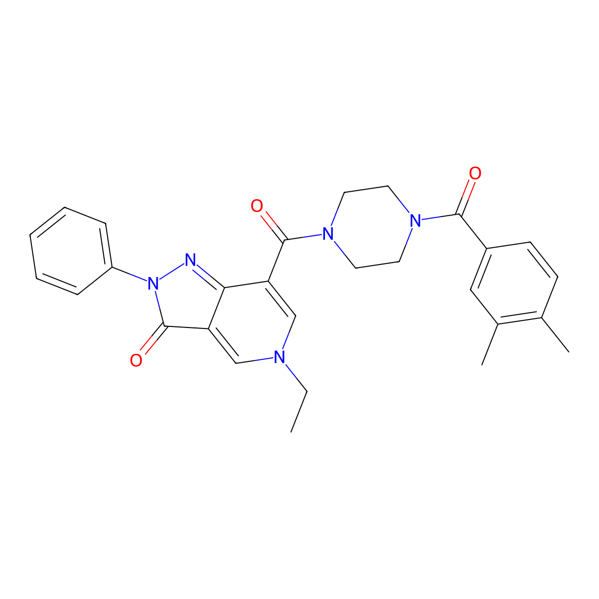 7-(4-(3,4-dimethylbenzoyl)piperazine-1-carbonyl)-5-ethyl-2-phenyl-2H-pyrazolo[4,3-c]pyridin-3(5H)-one molecular structure, CAS 1040673-88-8