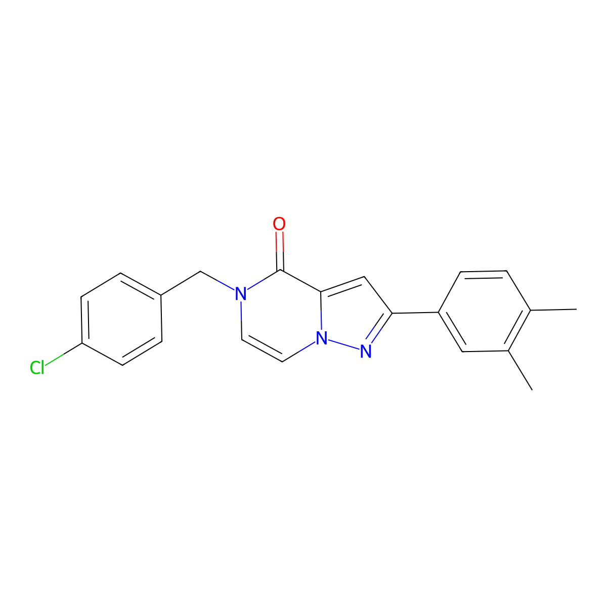 5-[(4-chlorophenyl)methyl]-2-(3,4-dimethylphenyl)-4H,5H-pyrazolo[1,5-a]pyrazin-4-one molecular structure, CAS 1040673-90-2