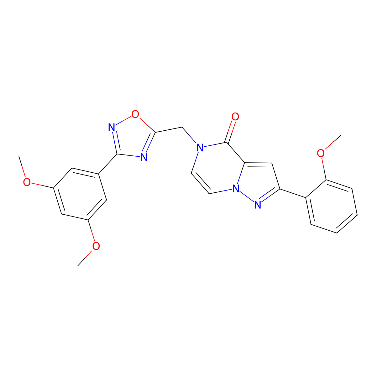 5-{[3-(3,5-dimethoxyphenyl)-1,2,4-oxadiazol-5-yl]methyl}-2-(2-methoxyphenyl)-4H,5H-pyrazolo[1,5-a]pyrazin-4-one molecular structure, CAS 1040673-94-6