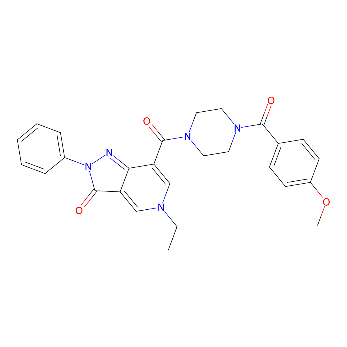 5-ethyl-7-(4-(4-methoxybenzoyl)piperazine-1-carbonyl)-2-phenyl-2H-pyrazolo[4,3-c]pyridin-3(5H)-one molecular structure, CAS 1040673-96-8