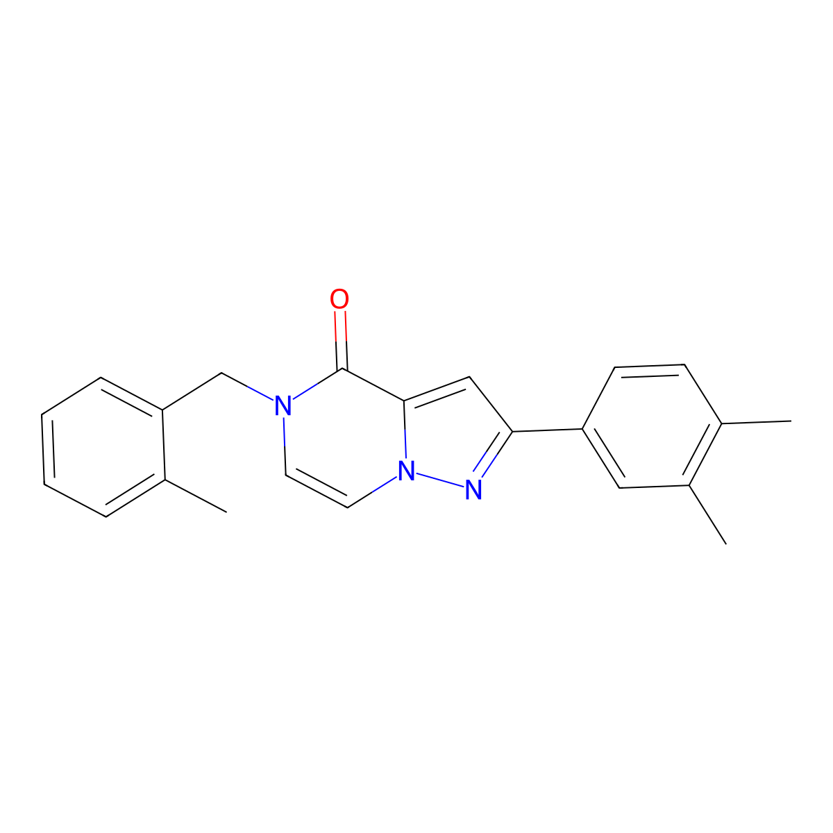 2-(3,4-dimethylphenyl)-5-[(2-methylphenyl)methyl]-4H,5H-pyrazolo[1,5-a]pyrazin-4-one molecular structure, CAS 1040673-98-0