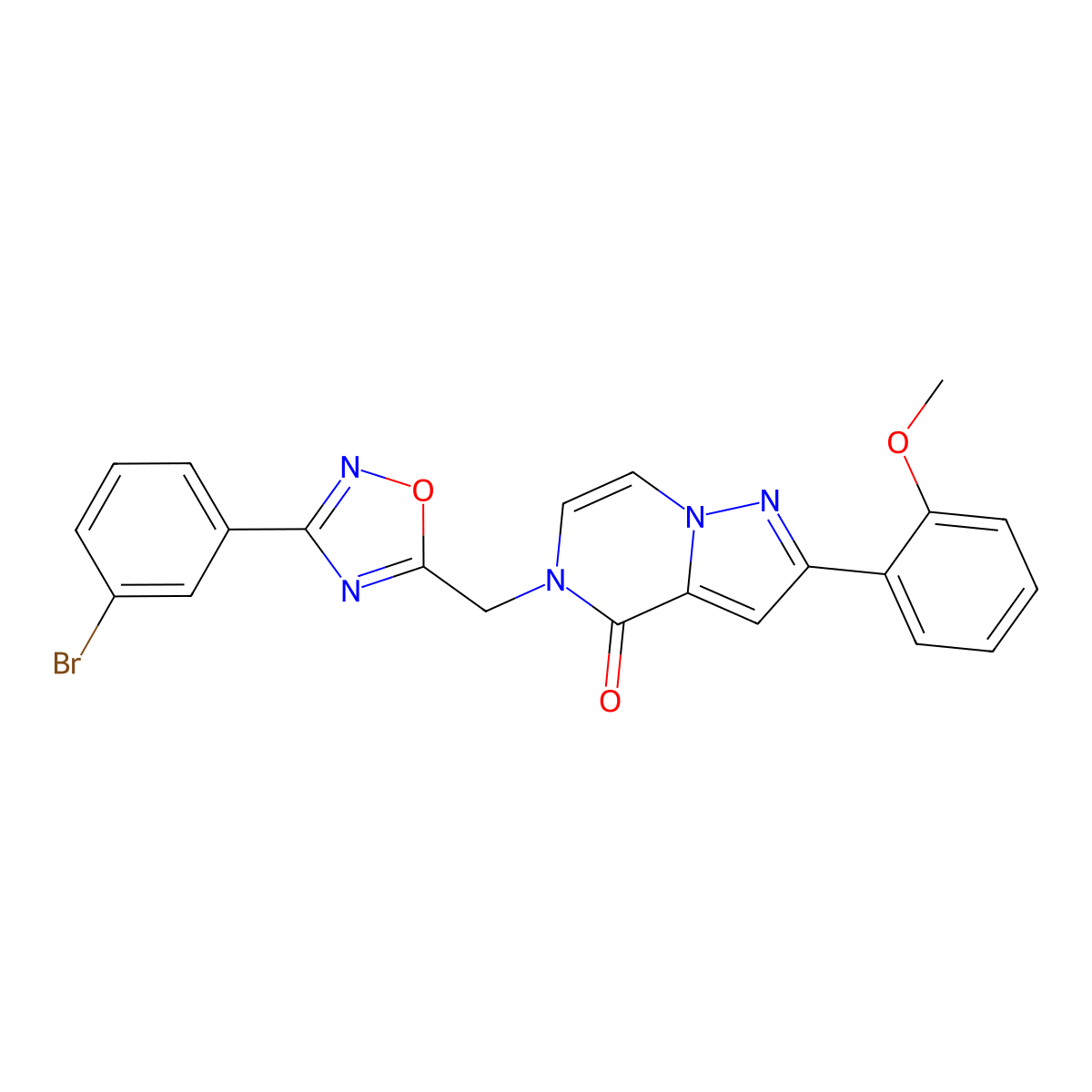 5-{[3-(3-Bromophenyl)-1,2,4-oxadiazol-5-YL]methyl}-2-(2-methoxyphenyl)-4H,5H-pyrazolo[1,5-A]pyrazin-4-one molecular structure, CAS 1040674-02-9