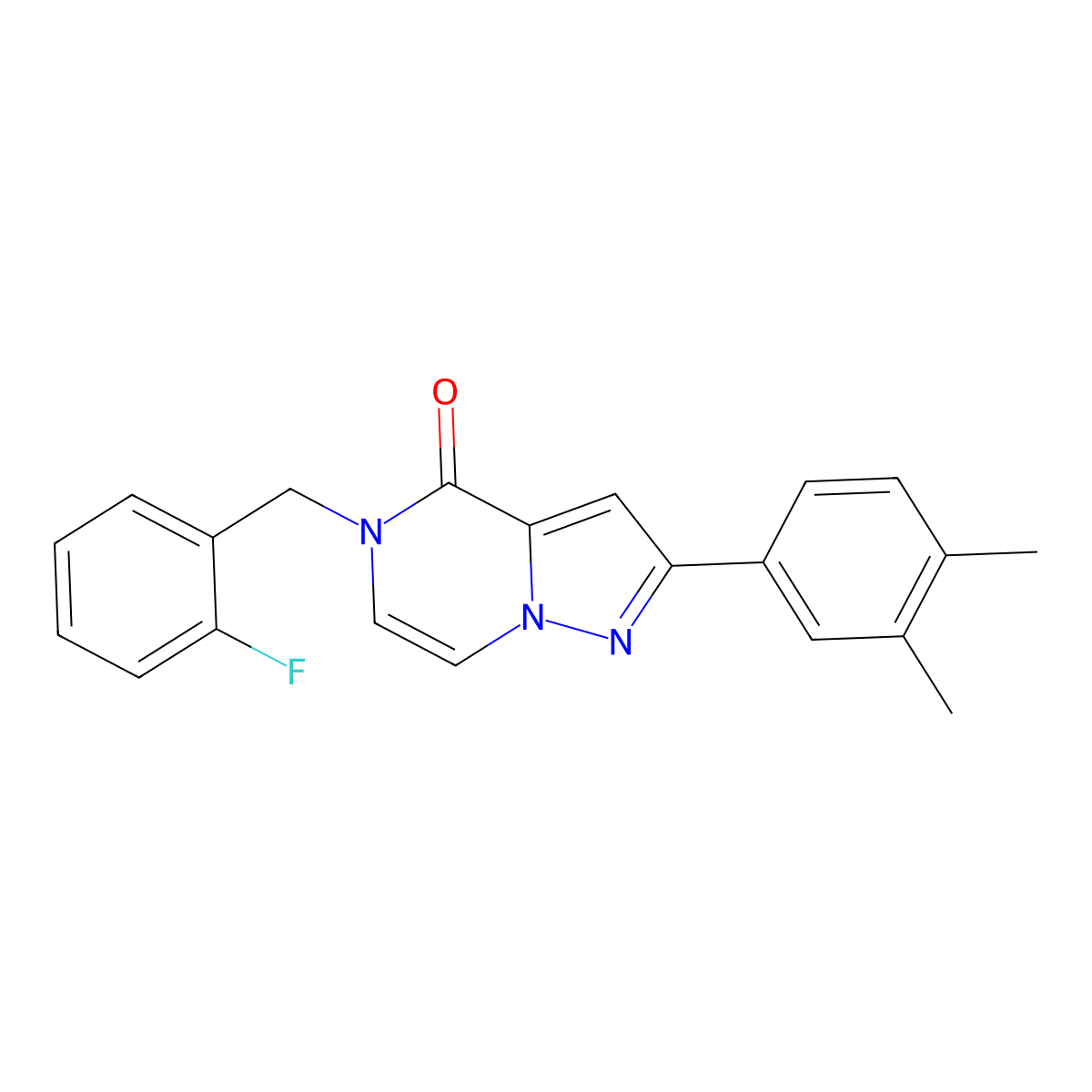 2-(3,4-dimethylphenyl)-5-[(2-fluorophenyl)methyl]-4H,5H-pyrazolo[1,5-a]pyrazin-4-one molecular structure, CAS 1040674-06-3