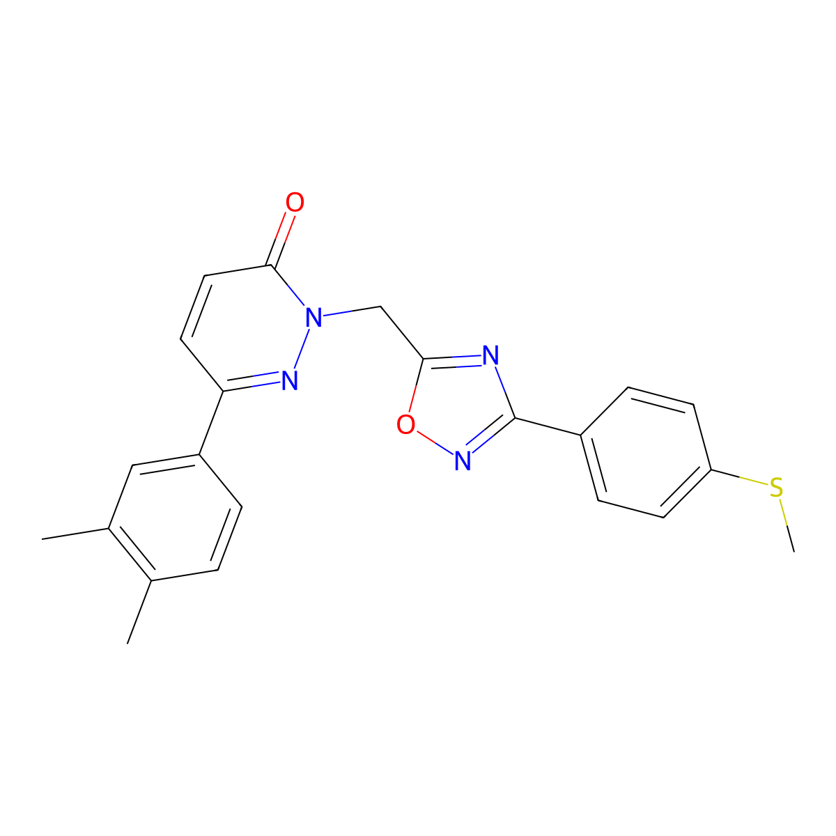 6-(3,4-Dimethylphenyl)-2-({3-[4-(methylsulfanyl)phenyl]-1,2,4-oxadiazol-5-yl}methyl)-2,3-dihydropyridazin-3-one molecular structure, CAS 1040674-11-0