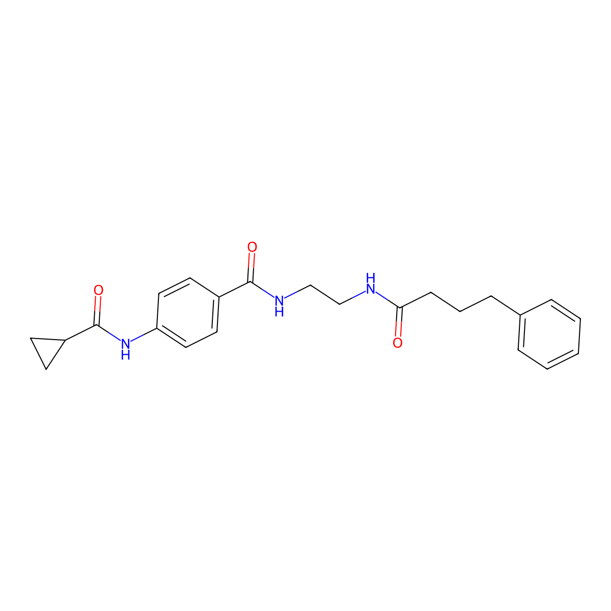 N-(4-{[2-(4-phenylbutanamido)ethyl]carbamoyl}phenyl)cyclopropanecarboxamide molecular structure, CAS 1040674-13-2