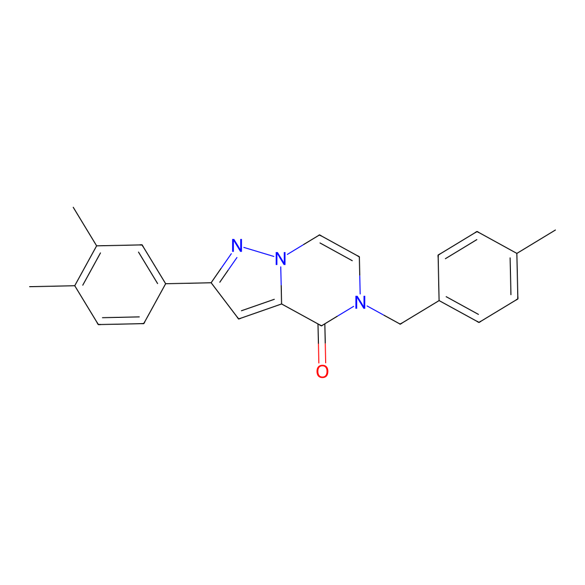 2-(3,4-dimethylphenyl)-5-[(4-methylphenyl)methyl]-4H,5H-pyrazolo[1,5-a]pyrazin-4-one molecular structure, CAS 1040674-14-3