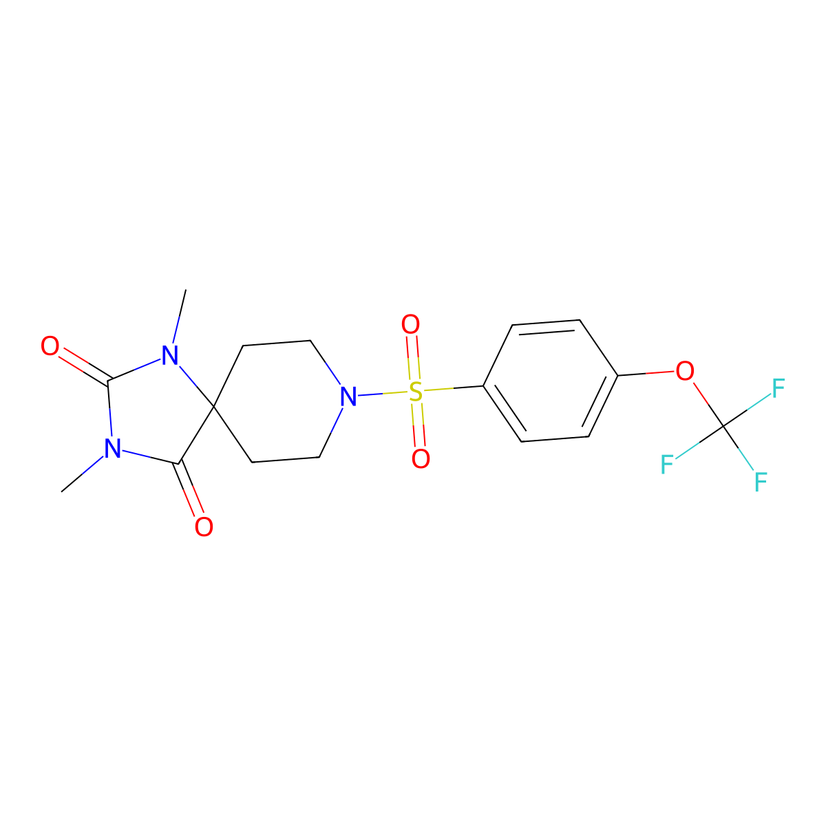 1,3-Dimethyl-8-[4-(trifluoromethoxy)benzenesulfonyl]-1,3,8-triazaspiro[4.5]decane-2,4-dione molecular structure, CAS 1040674-15-4