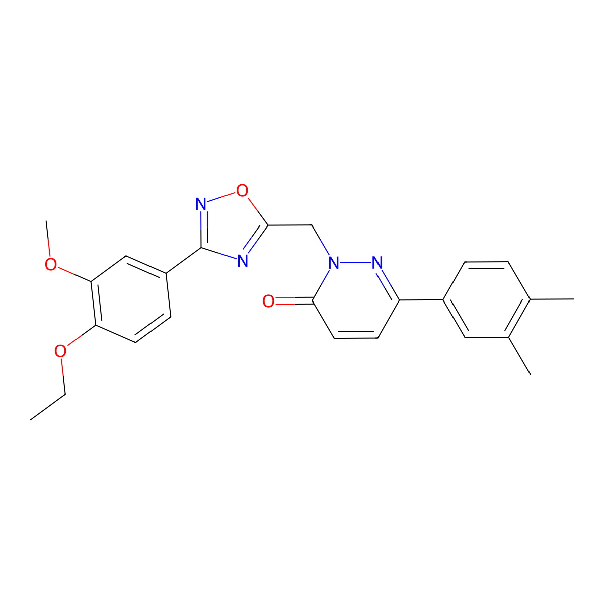 6-(3,4-dimethylphenyl)-2-((3-(4-ethoxy-3-methoxyphenyl)-1,2,4-oxadiazol-5-yl)methyl)pyridazin-3(2H)-one molecular structure, CAS 1040674-19-8