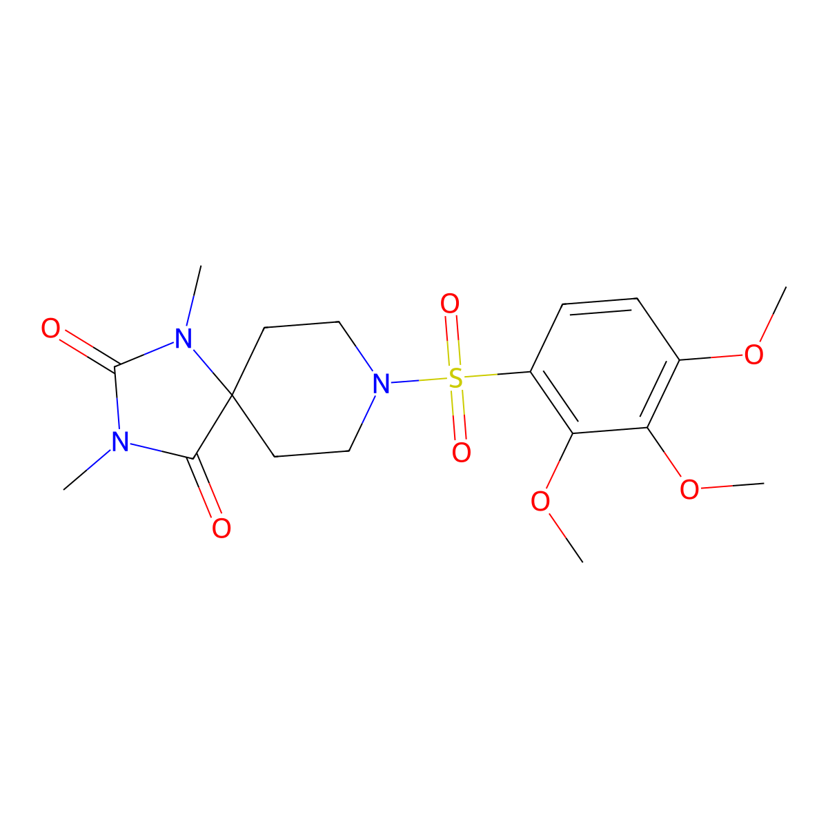 1,3-Dimethyl-8-(2,3,4-trimethoxybenzenesulfonyl)-1,3,8-triazaspiro[4.5]decane-2,4-dione molecular structure, CAS 1040674-23-4