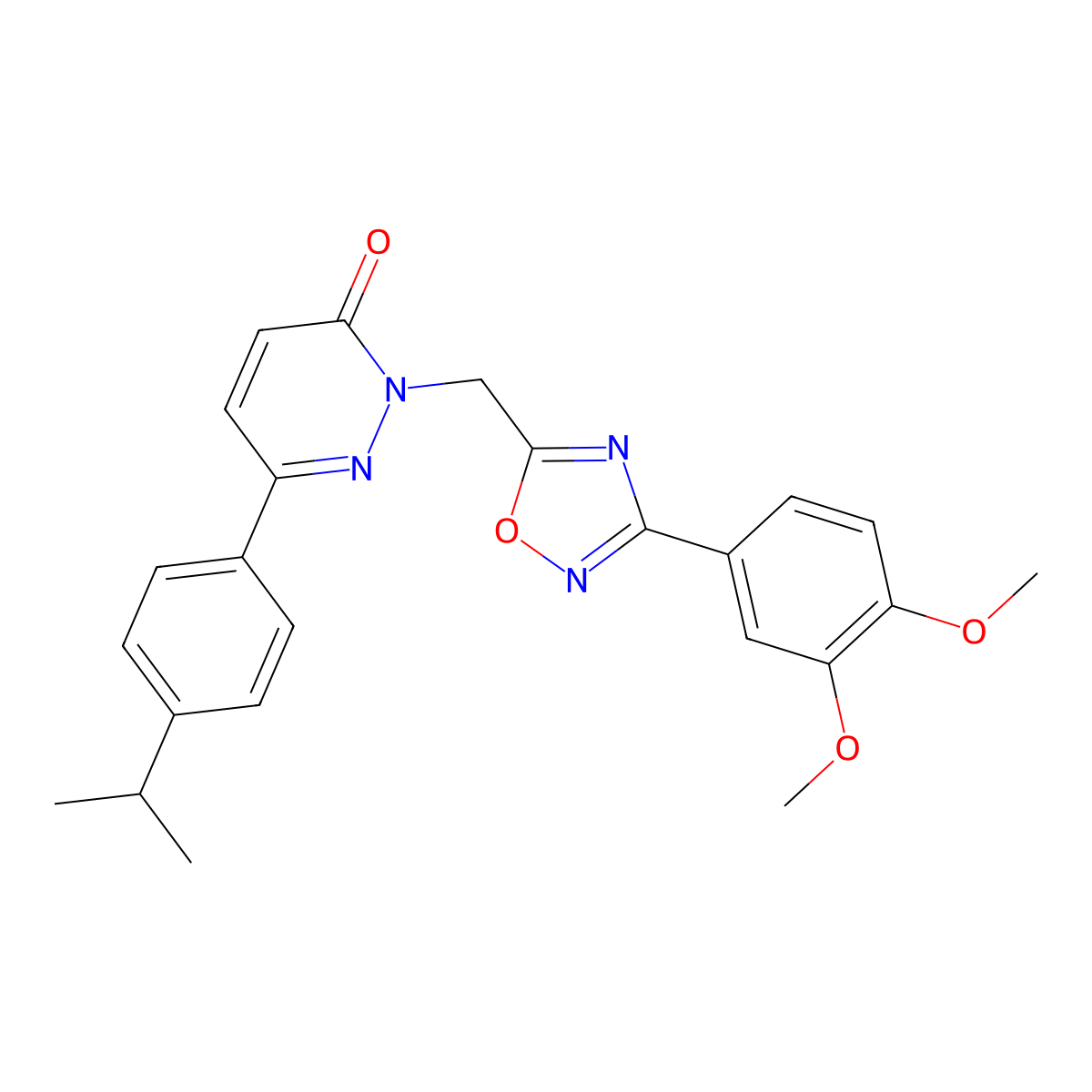 2-((3-(3,4-dimethoxyphenyl)-1,2,4-oxadiazol-5-yl)methyl)-6-(4-isopropylphenyl)pyridazin-3(2H)-one molecular structure, CAS 1040674-27-8