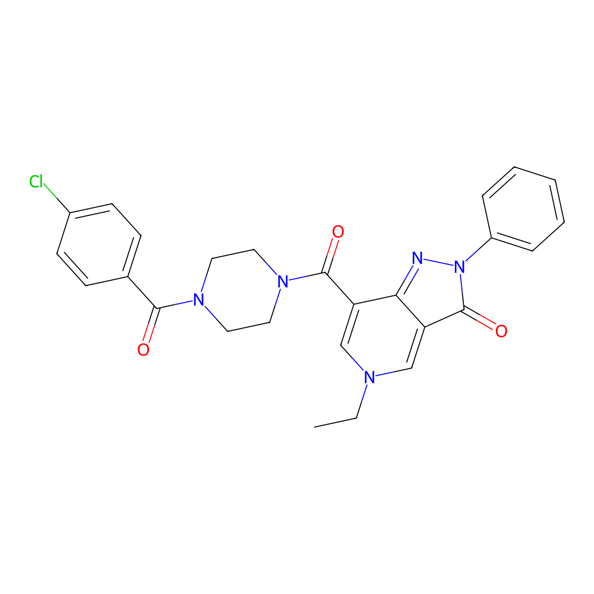 7-(4-(4-chlorobenzoyl)piperazine-1-carbonyl)-5-ethyl-2-phenyl-2H-pyrazolo[4,3-c]pyridin-3(5H)-one molecular structure, CAS 1040674-28-9