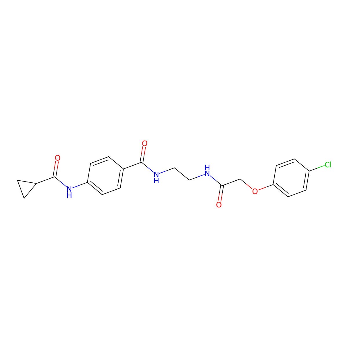 N-[4-({2-[2-(4-chlorophenoxy)acetamido]ethyl}carbamoyl)phenyl]cyclopropanecarboxamide molecular structure, CAS 1040674-29-0
