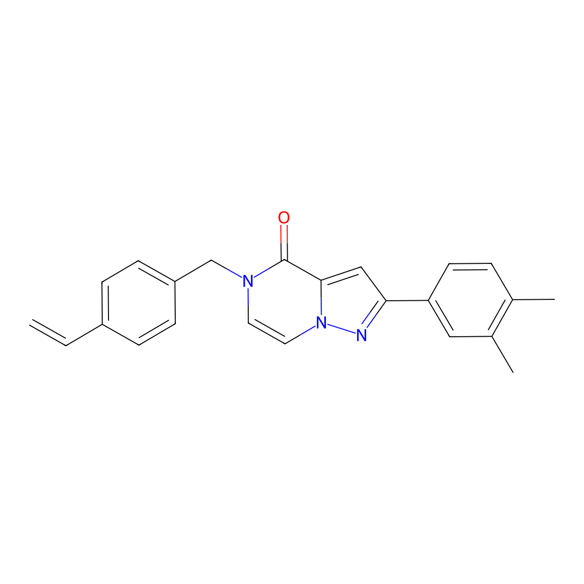 2-(3,4-dimethylphenyl)-5-[(4-ethenylphenyl)methyl]-4H,5H-pyrazolo[1,5-a]pyrazin-4-one molecular structure, CAS 1040674-30-3