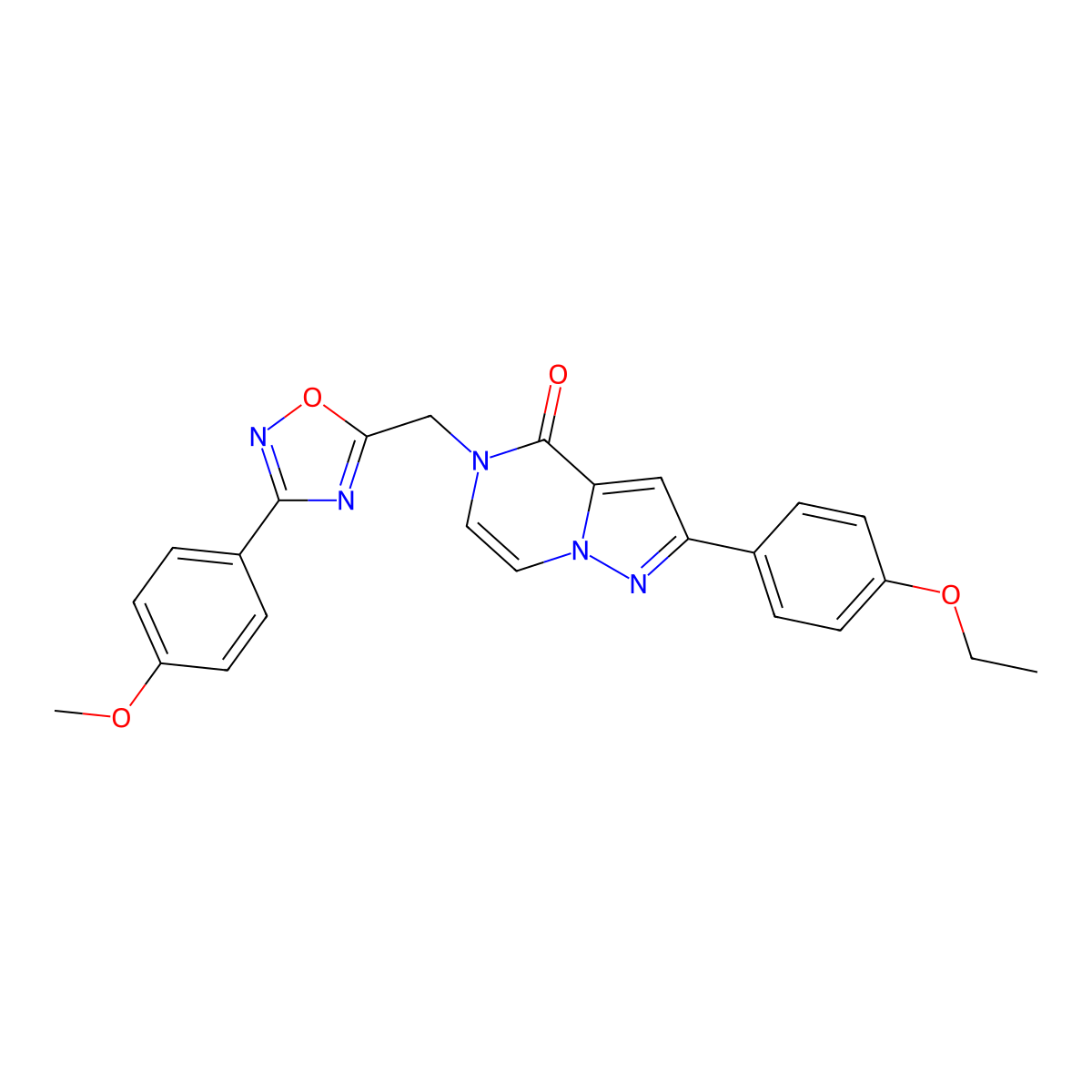 2-(4-ethoxyphenyl)-5-{[3-(4-methoxyphenyl)-1,2,4-oxadiazol-5-yl]methyl}-4H,5H-pyrazolo[1,5-a]pyrazin-4-one molecular structure, CAS 1040674-34-7