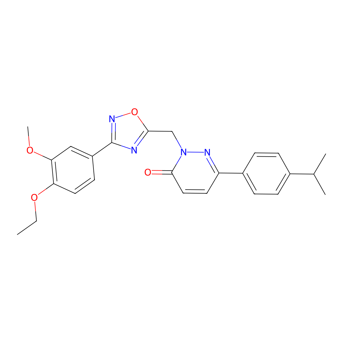 2-((3-(4-ethoxy-3-methoxyphenyl)-1,2,4-oxadiazol-5-yl)methyl)-6-(4-isopropylphenyl)pyridazin-3(2H)-one molecular structure, CAS 1040674-35-8