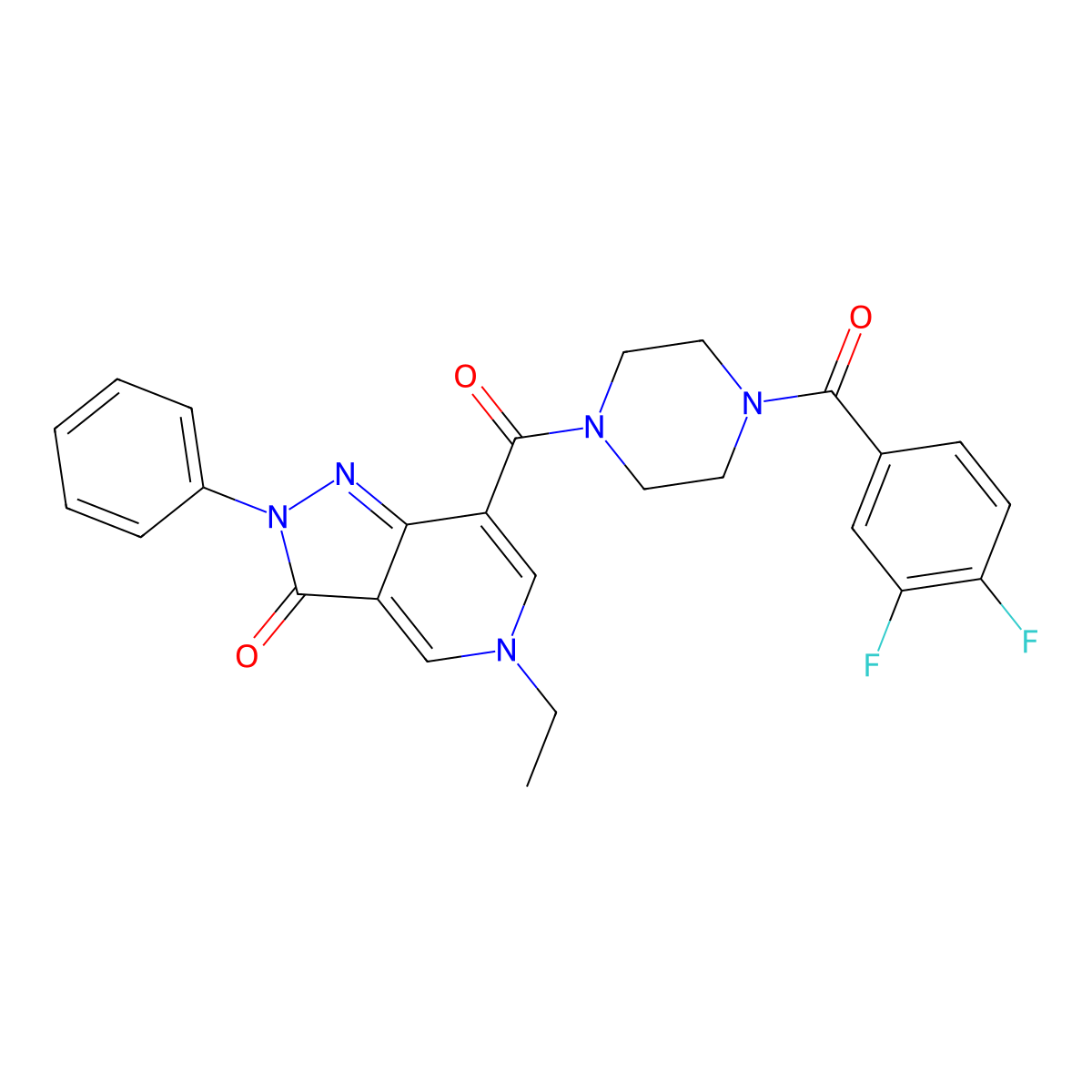 7-(4-(3,4-difluorobenzoyl)piperazine-1-carbonyl)-5-ethyl-2-phenyl-2H-pyrazolo[4,3-c]pyridin-3(5H)-one molecular structure, CAS 1040674-36-9