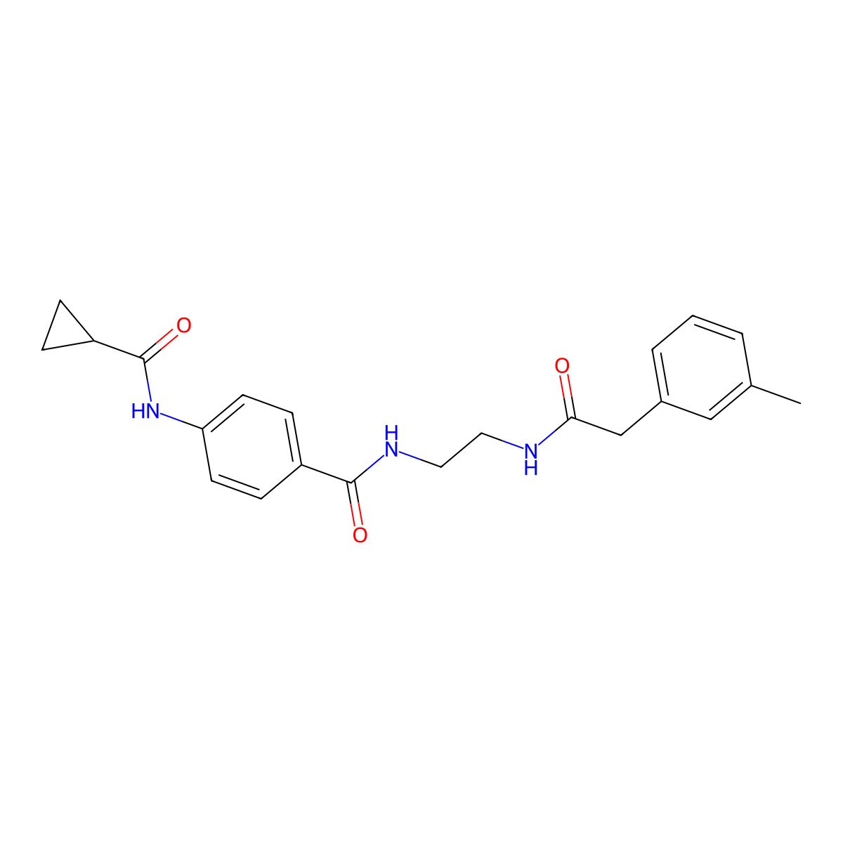 N-[4-({2-[2-(3-methylphenyl)acetamido]ethyl}carbamoyl)phenyl]cyclopropanecarboxamide molecular structure, CAS 1040674-37-0