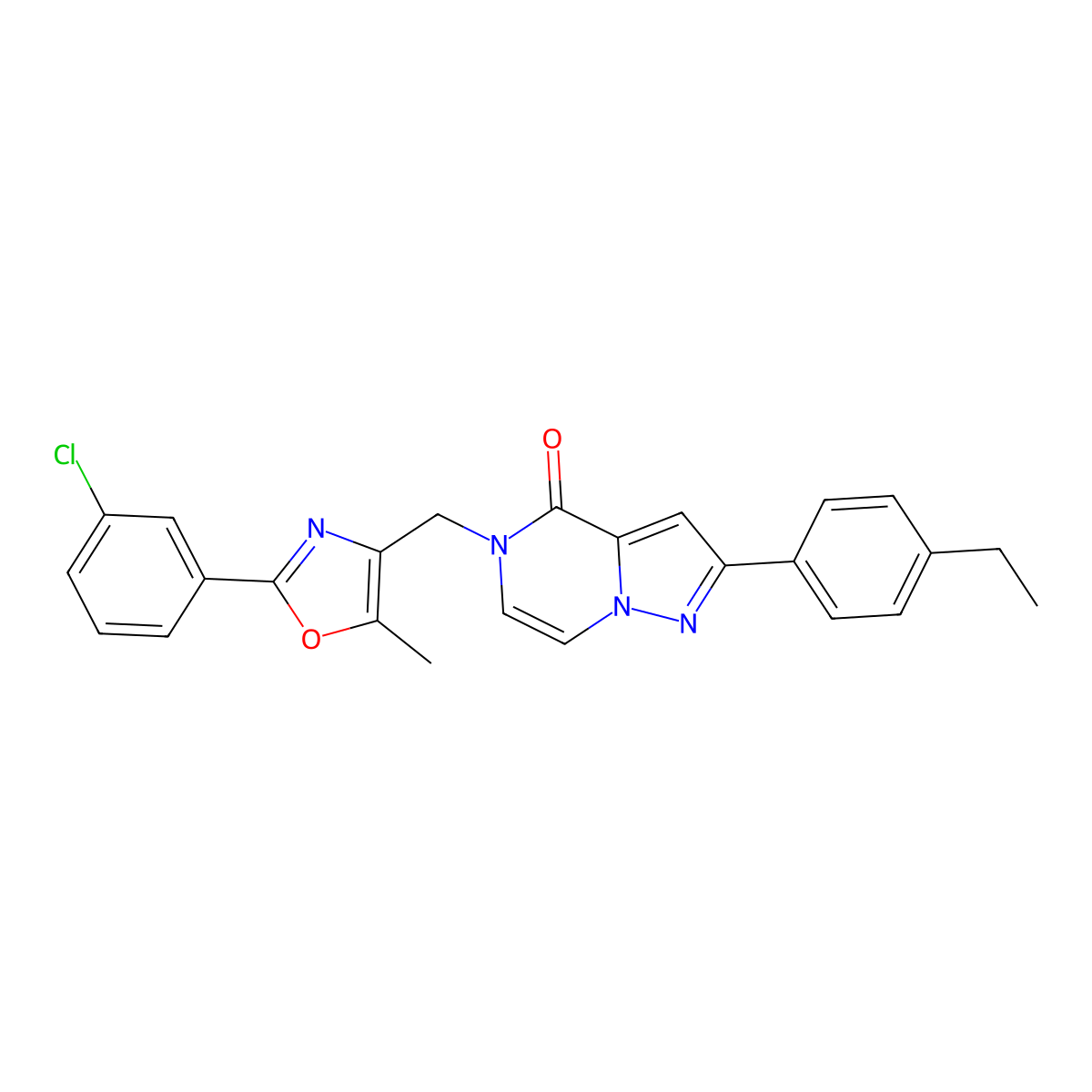 5-{[2-(3-chlorophenyl)-5-methyl-1,3-oxazol-4-yl]methyl}-2-(4-ethylphenyl)-4H,5H-pyrazolo[1,5-a]pyrazin-4-one molecular structure, CAS 1040674-46-1