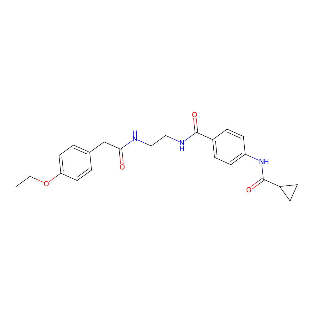 N-[4-({2-[2-(4-ethoxyphenyl)acetamido]ethyl}carbamoyl)phenyl]cyclopropanecarboxamide molecular structure, CAS 1040674-53-0