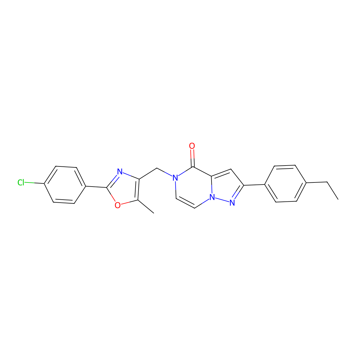 5-{[2-(4-chlorophenyl)-5-methyl-1,3-oxazol-4-yl]methyl}-2-(4-ethylphenyl)-4H,5H-pyrazolo[1,5-a]pyrazin-4-one molecular structure, CAS 1040674-54-1