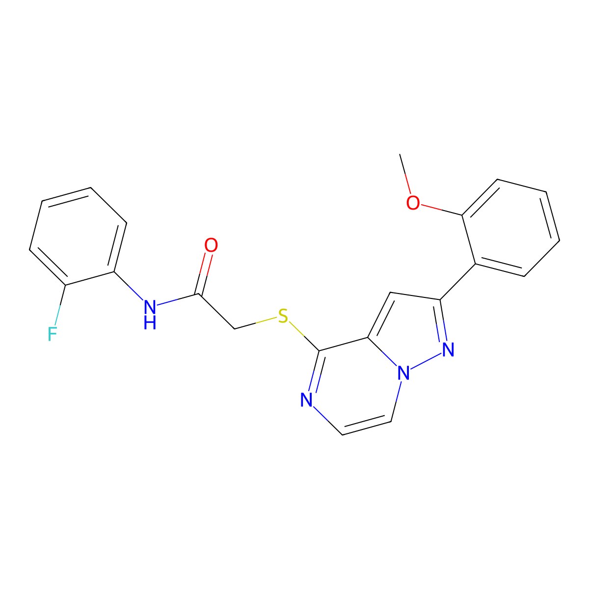 N-(2-fluorophenyl)-2-{[2-(2-methoxyphenyl)pyrazolo[1,5-a]pyrazin-4-yl]sulfanyl}acetamide molecular structure, CAS 1040674-66-5