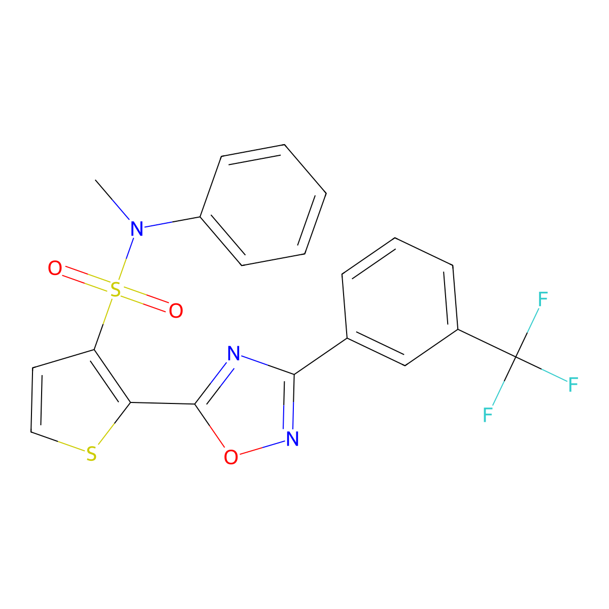 N-methyl-N-phenyl-2-{3-[3-(trifluoromethyl)phenyl]-1,2,4-oxadiazol-5-yl}thiophene-3-sulfonamide molecular structure, CAS 1040674-67-6