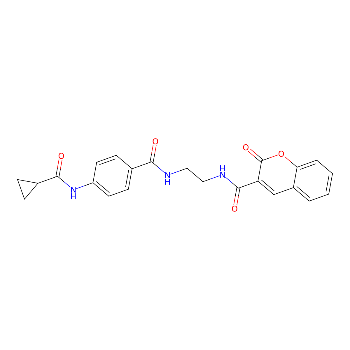 4-cyclopropaneamido-N-{2-[(2-oxo-2H-chromen-3-yl)formamido]ethyl}benzamide molecular structure, CAS 1040674-69-8