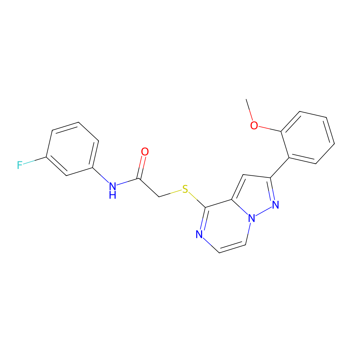 N-(3-fluorophenyl)-2-{[2-(2-methoxyphenyl)pyrazolo[1,5-a]pyrazin-4-yl]sulfanyl}acetamide molecular structure, CAS 1040674-74-5