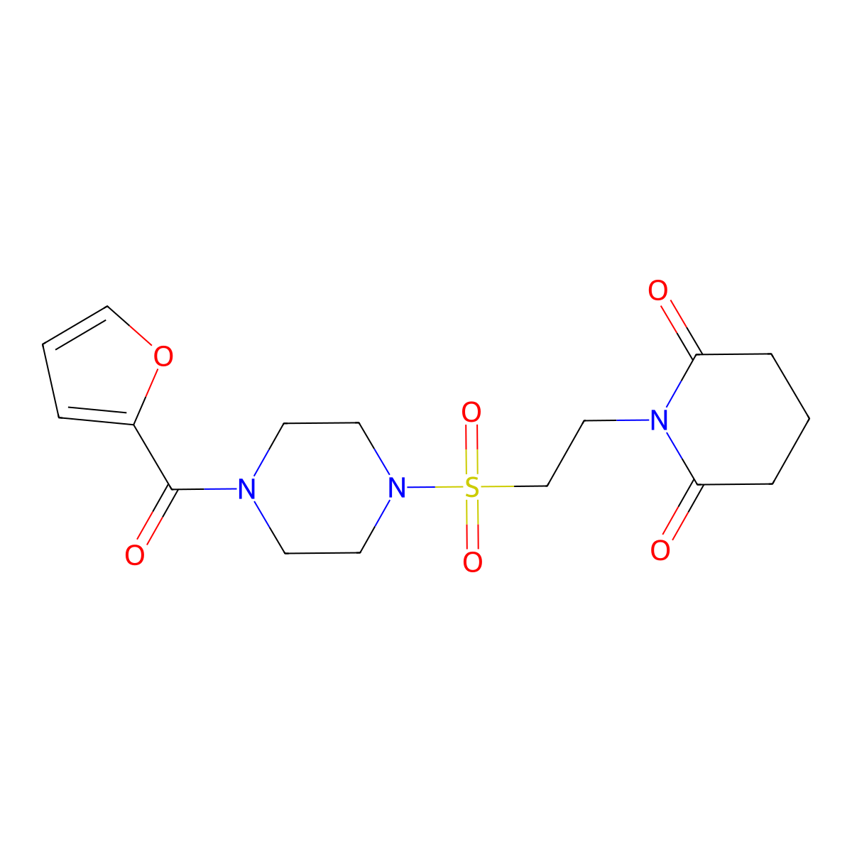 1-(2-{[4-(Furan-2-carbonyl)piperazin-1-yl]sulfonyl}ethyl)piperidine-2,6-dione molecular structure, CAS 1040674-79-0