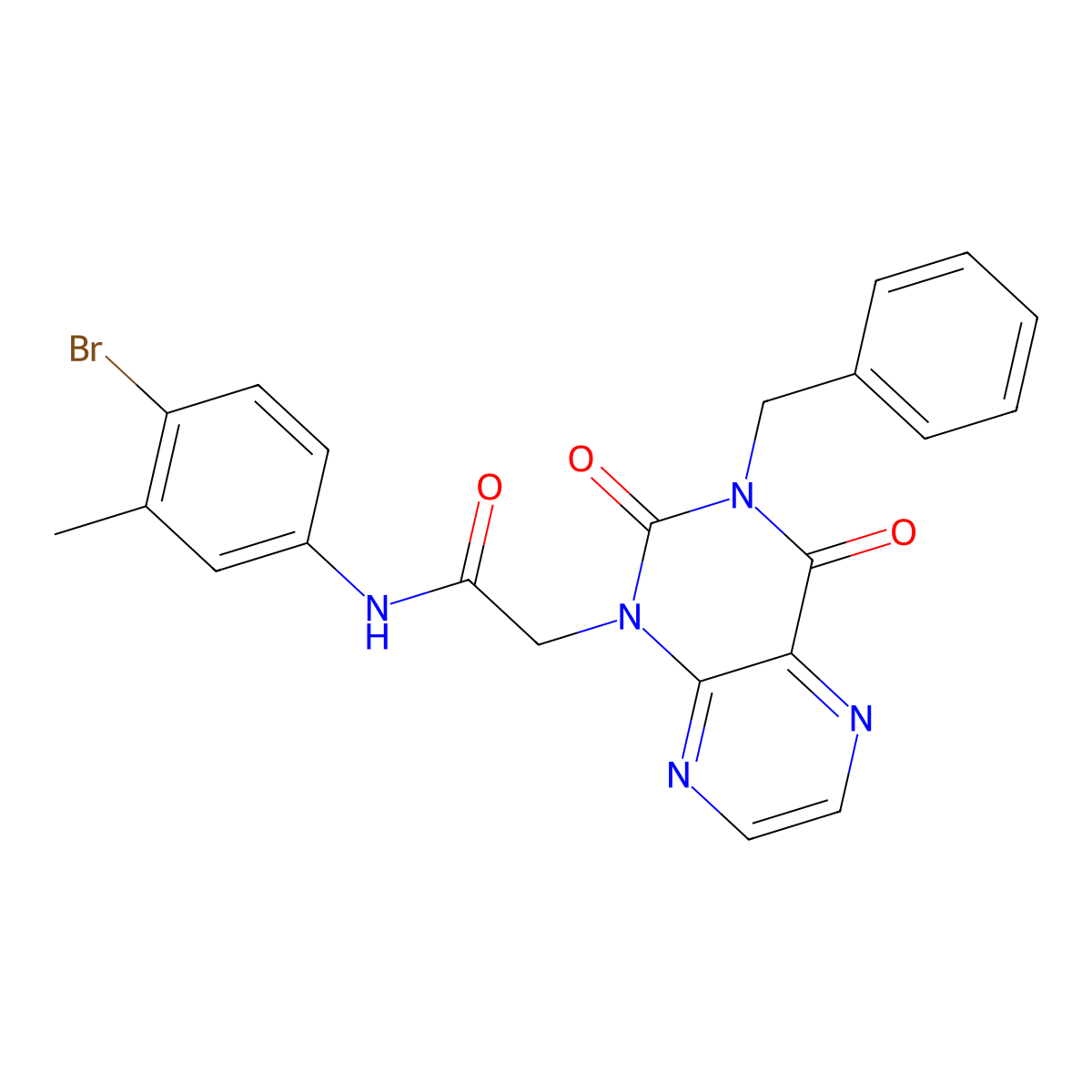 2-(3-benzyl-2,4-dioxo-1,2,3,4-tetrahydropteridin-1-yl)-N-(4-bromo-3-methylphenyl)acetamide molecular structure, CAS 1040674-80-3