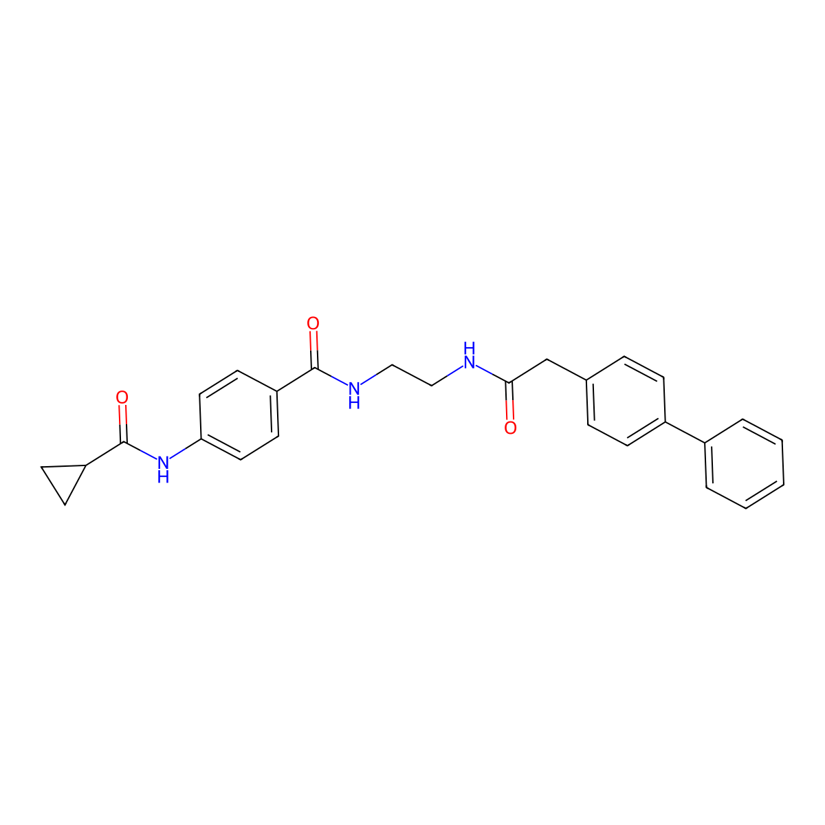 N-(4-{[2-(2-{[1,1'-biphenyl]-4-yl}acetamido)ethyl]carbamoyl}phenyl)cyclopropanecarboxamide molecular structure, CAS 1040674-85-8