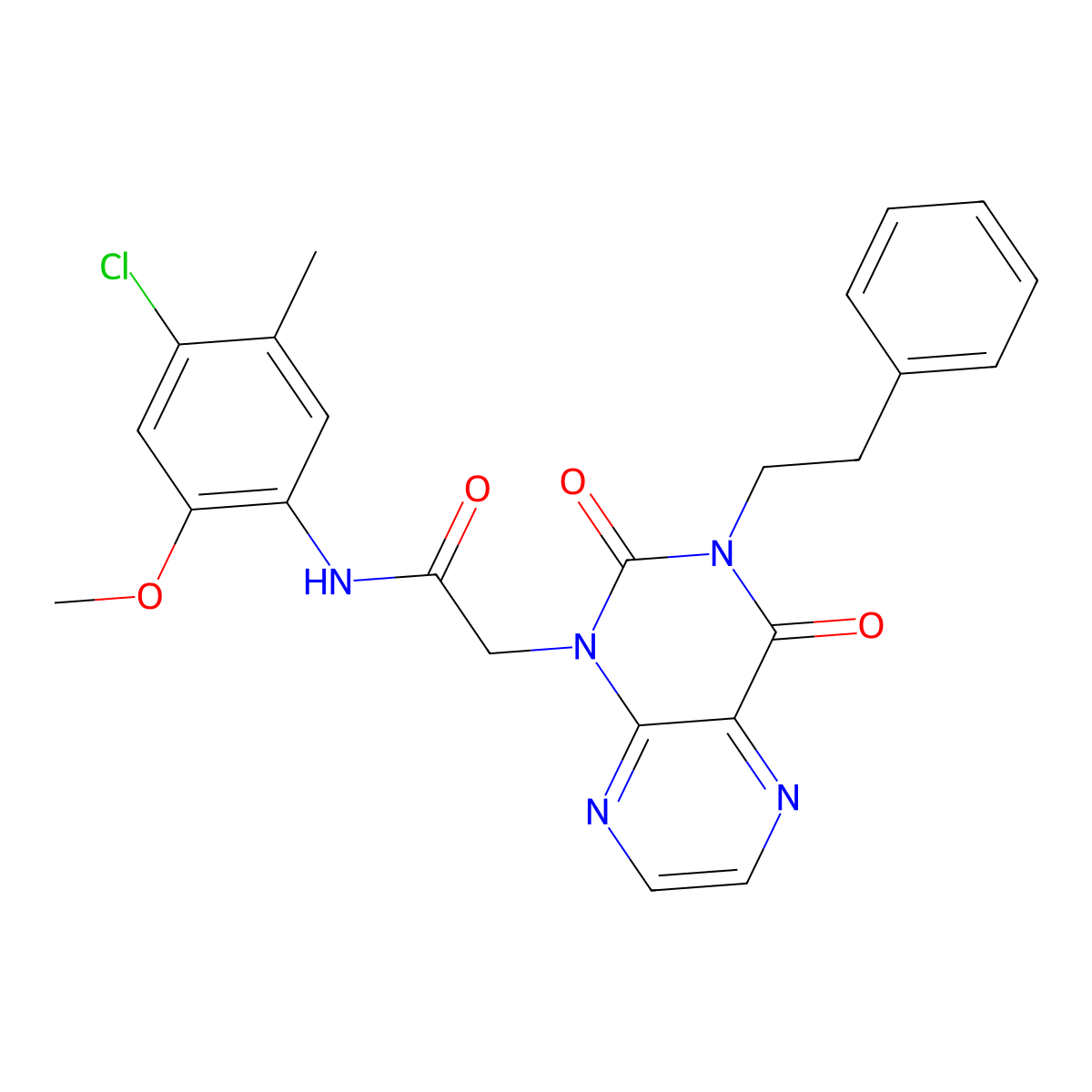 N-(4-chloro-2-methoxy-5-methylphenyl)-2-[2,4-dioxo-3-(2-phenylethyl)-1,2,3,4-tetrahydropteridin-1-yl]acetamide molecular structure, CAS 1040674-87-0