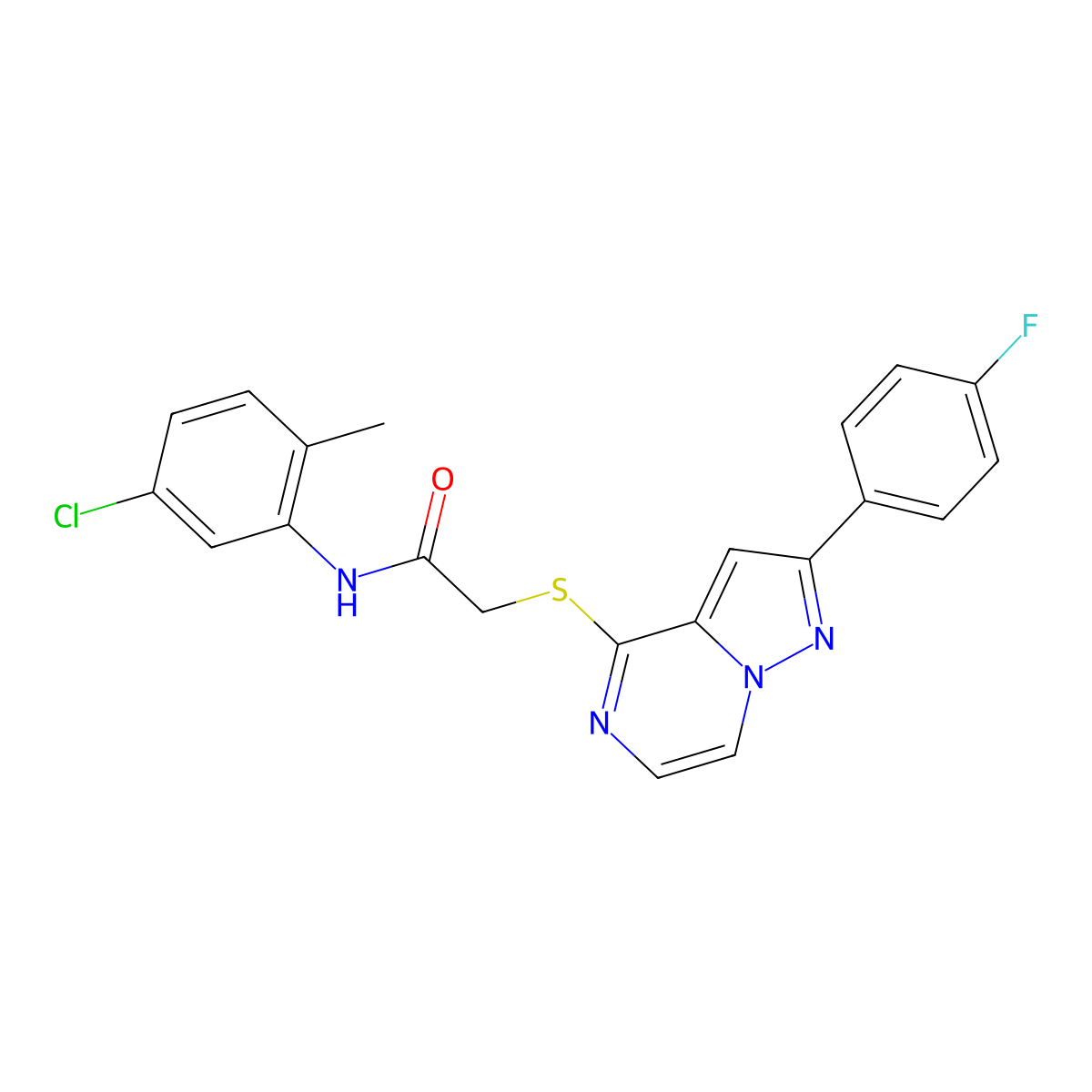 N-(5-chloro-2-methylphenyl)-2-{[2-(4-fluorophenyl)pyrazolo[1,5-a]pyrazin-4-yl]sulfanyl}acetamide molecular structure, CAS 1040674-88-1