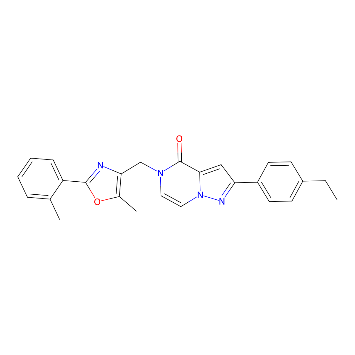 2-(4-ethylphenyl)-5-{[5-methyl-2-(2-methylphenyl)-1,3-oxazol-4-yl]methyl}-4H,5H-pyrazolo[1,5-a]pyrazin-4-one molecular structure, CAS 1040674-91-6