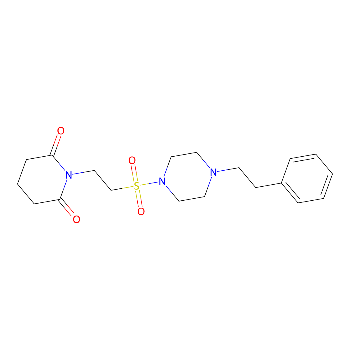1-(2-{[4-(2-Phenylethyl)piperazin-1-yl]sulfonyl}ethyl)piperidine-2,6-dione molecular structure, CAS 1040675-00-0