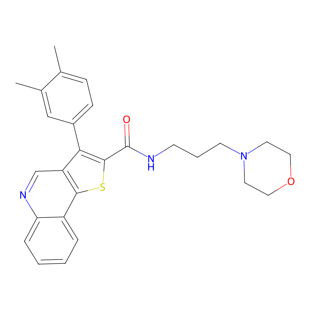 3-(3,4-dimethylphenyl)-N-[3-(morpholin-4-yl)propyl]thieno[3,2-c]quinoline-2-carboxamide molecular structure, CAS 1040675-01-1